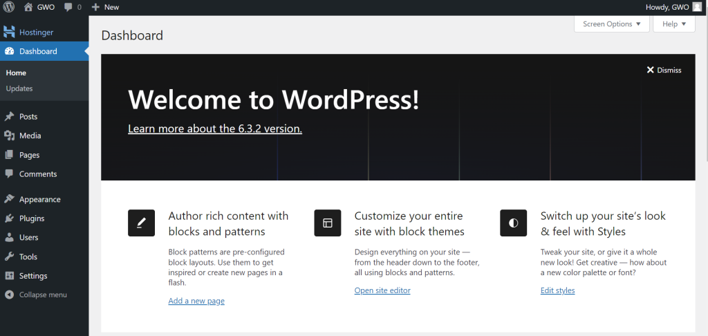 Diving into Wordpress Dashboard